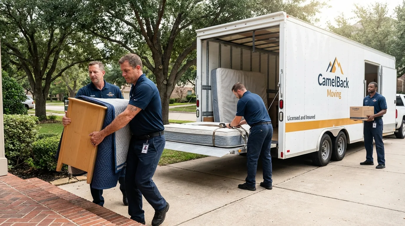 Crew loading residential truck for cross-state move from Newburyport, MA