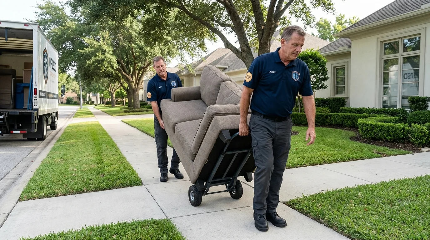 Local residential moving crew loading furniture in Newburyport, MA